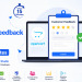 Knowband OpenCart Customer Feedback Plugin banner illustrating five customer feedback forms including post-purchase survey, product feedback, complaint resolution, NPS loyalty survey, and lead generation form with no-code setup.